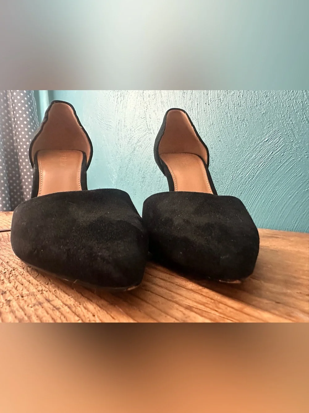 J. Crew Factory Black Suede Pointed D'Orsay Pumps